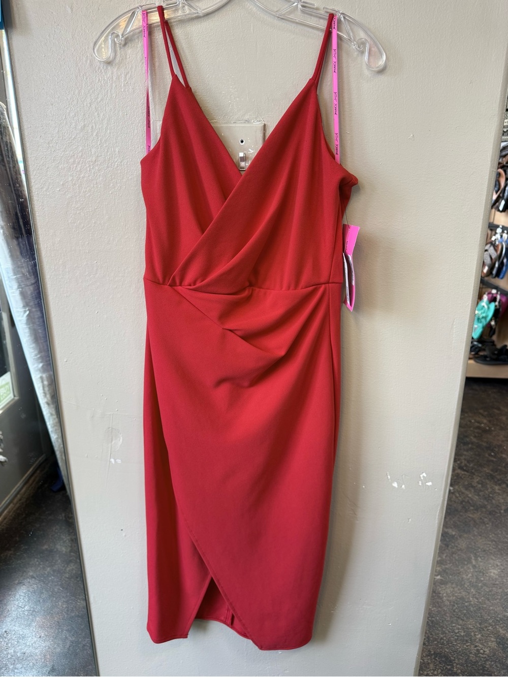 Betsey Johnson Fire Red Draped Midi Dress Size 4 NWT